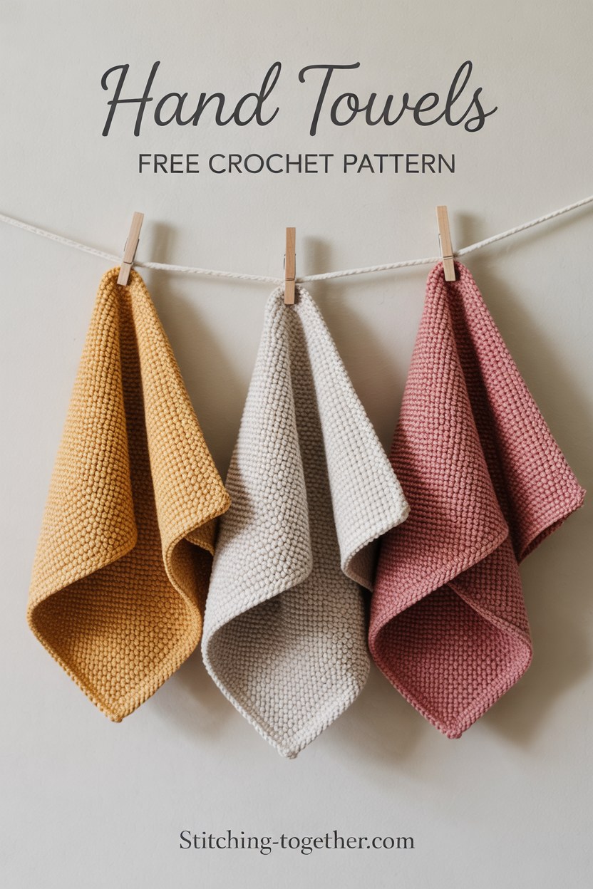 Easy Crochet Hand Towel Pattern Free DIY Bathroom Gift