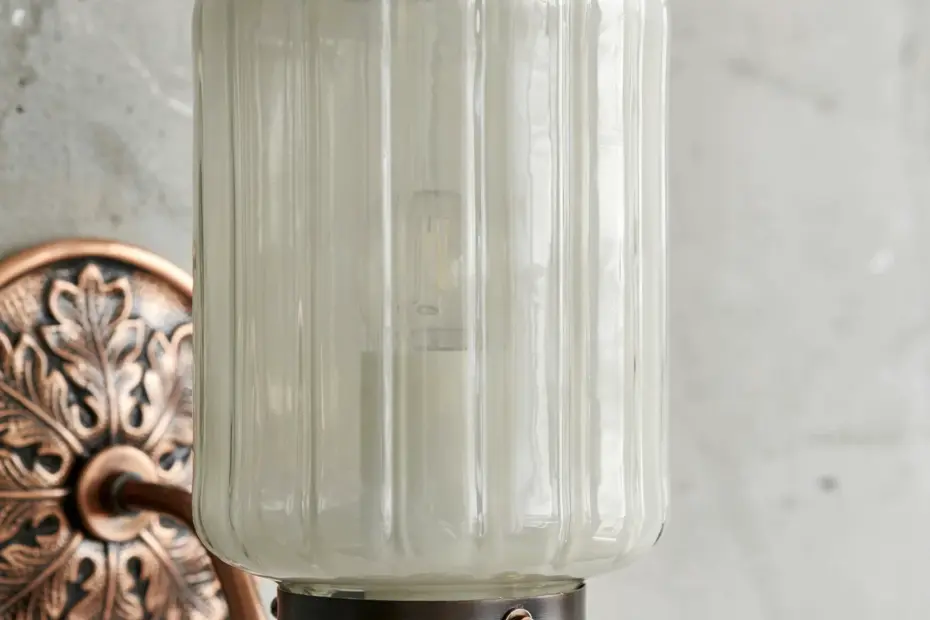 Copper Scallop Milk Glass Sconce Wall Light | Vintage Home Accent | Warm Ambient Lighting