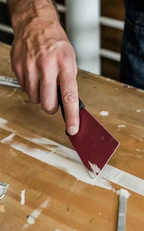 Removing Paint from a Wood Table with a Putty Knife | DIY Prep for Copper Accents