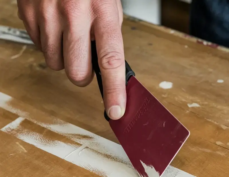 Removing Paint from a Wood Table with a Putty Knife | DIY Prep for Copper Accents