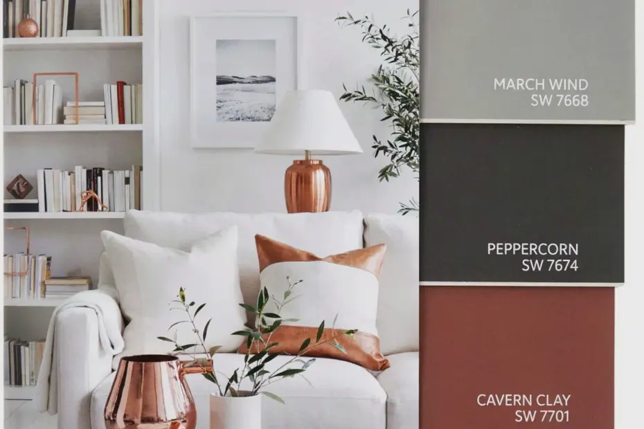 Earthy Living Room Color Palette with Copper Accents | Sherwin-Williams Neutral Decor