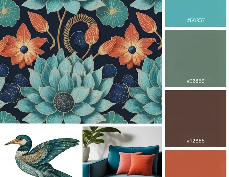Teal Velvet & Copper Accents: Before and After Makeover