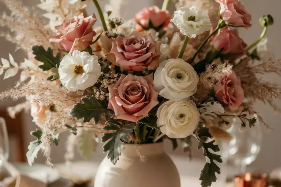 Blue & Orange Wildflower Wedding Centerpiece for a Stunning Fall Theme